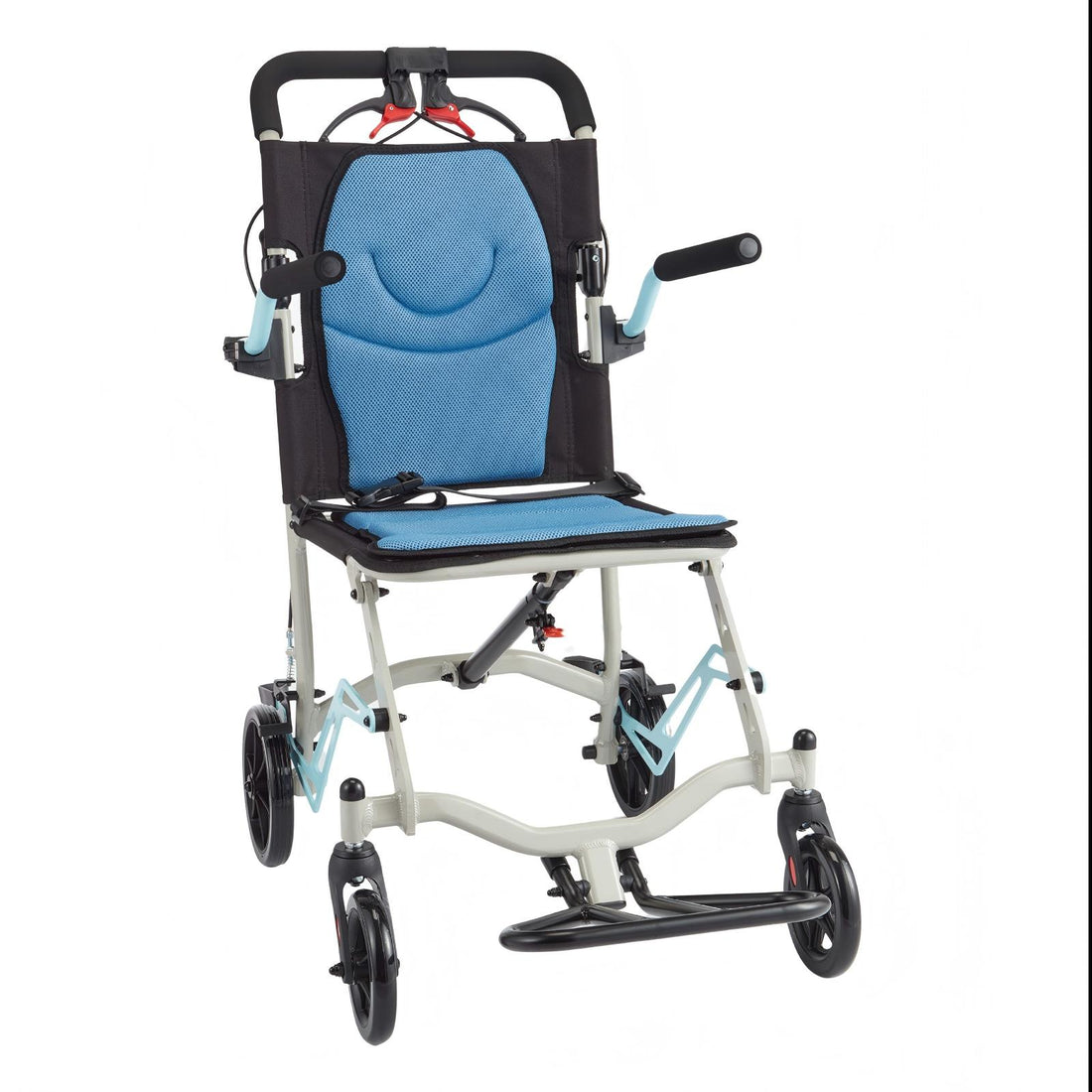 Garvee Lightweight Wheelchair with Locking Handbrake, Portable Folding Transport Wheelchair with Removable Flip Armrests & Swinging Footrests, Load Weight Up to 220 LB, for Travel, Camping, Airplane