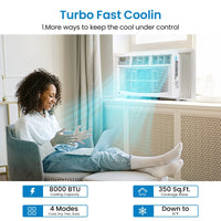 9000 BTU Smart Window AC, Quiet, Remote/App, Cools 350 Sq.ft