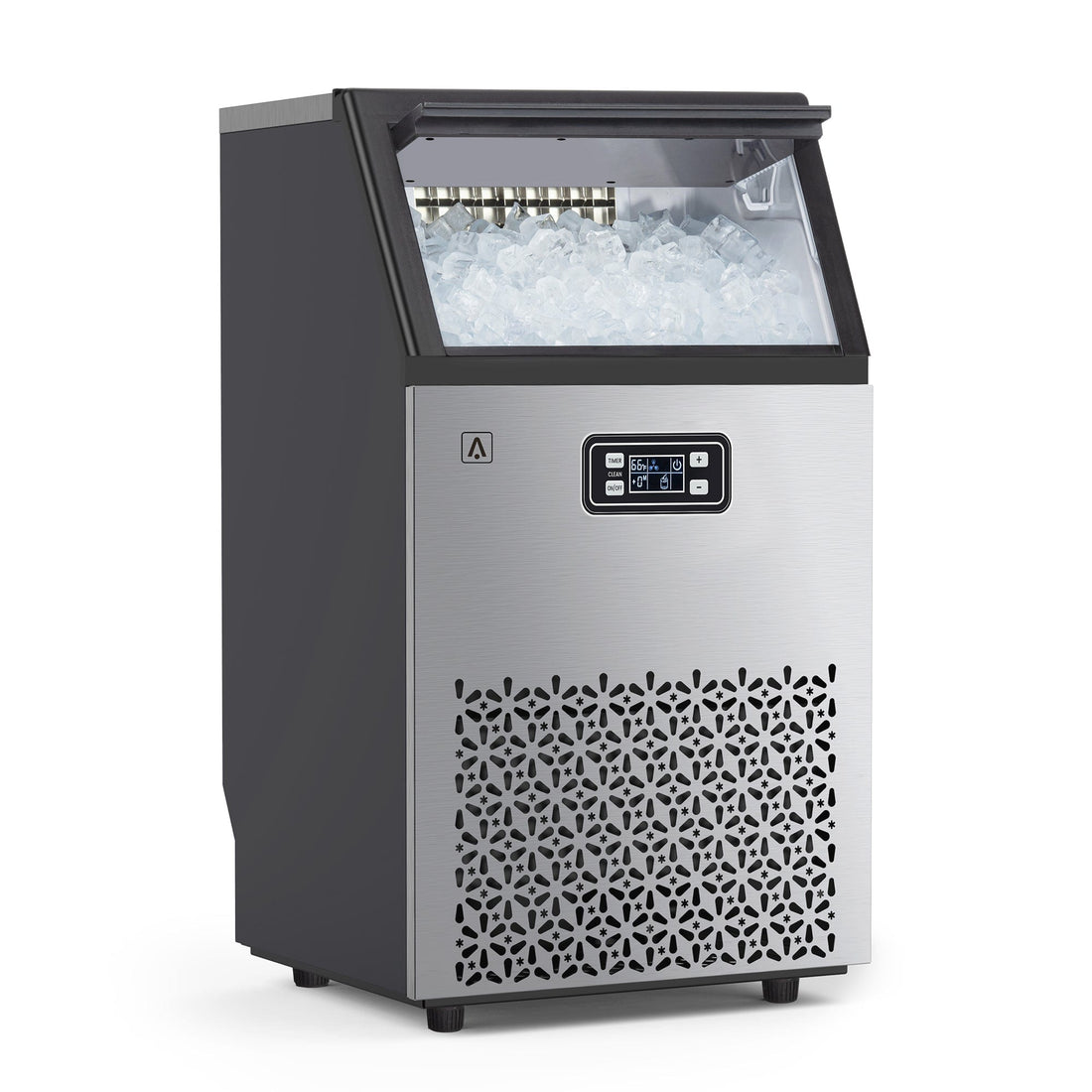 GARVEE 100lbs/24H Commercial Ice Maker Machine with 33LBS Ice Bin Stainless Steel Freestanding Self-Cleaning for Restaurant Bars Home and Offices
