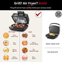 7-in-1 Air Fryer Grill Combo, 450°F, 4Qt, See-Through Window - GARVEE