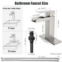 Short Handle Waterfull Bathroom Faucet in Brushed Nickel Finish