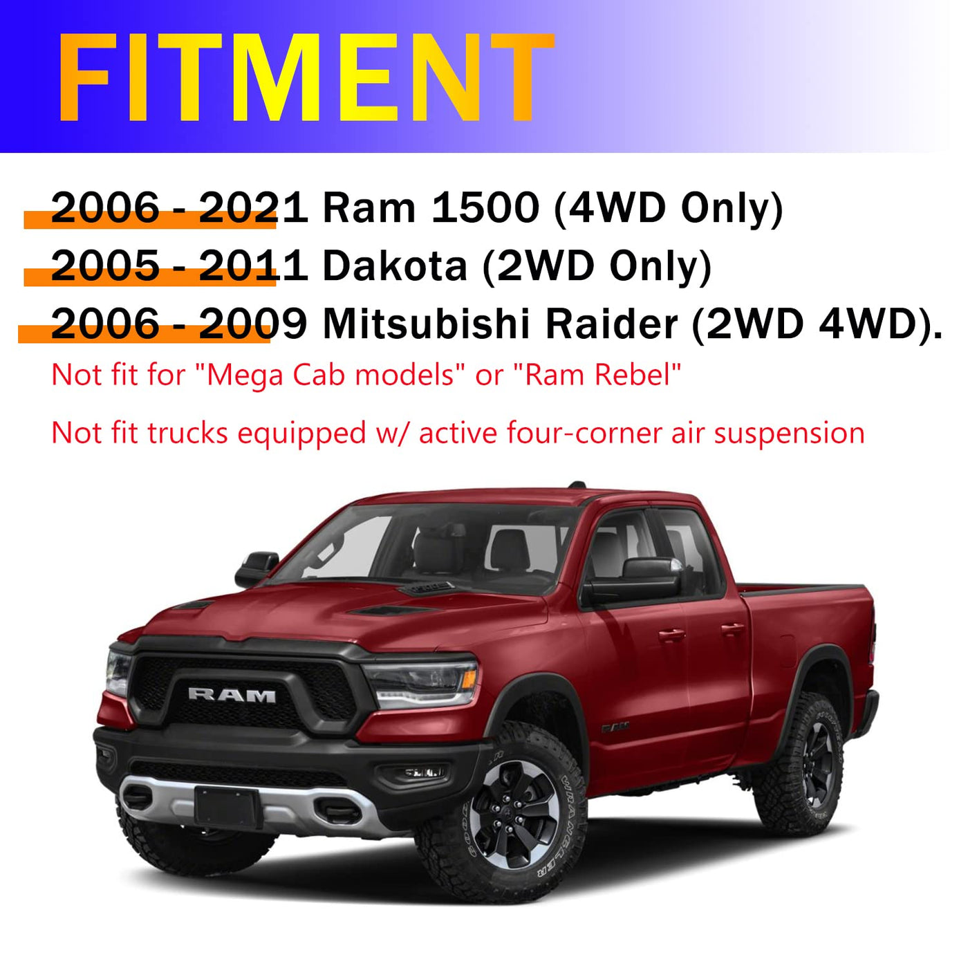 GARVEE 2.5 inch Ram 1500 Front Leveling Kits Front Strut Spacers Lift Kit for 2006-2021 Ram 1500 4WD