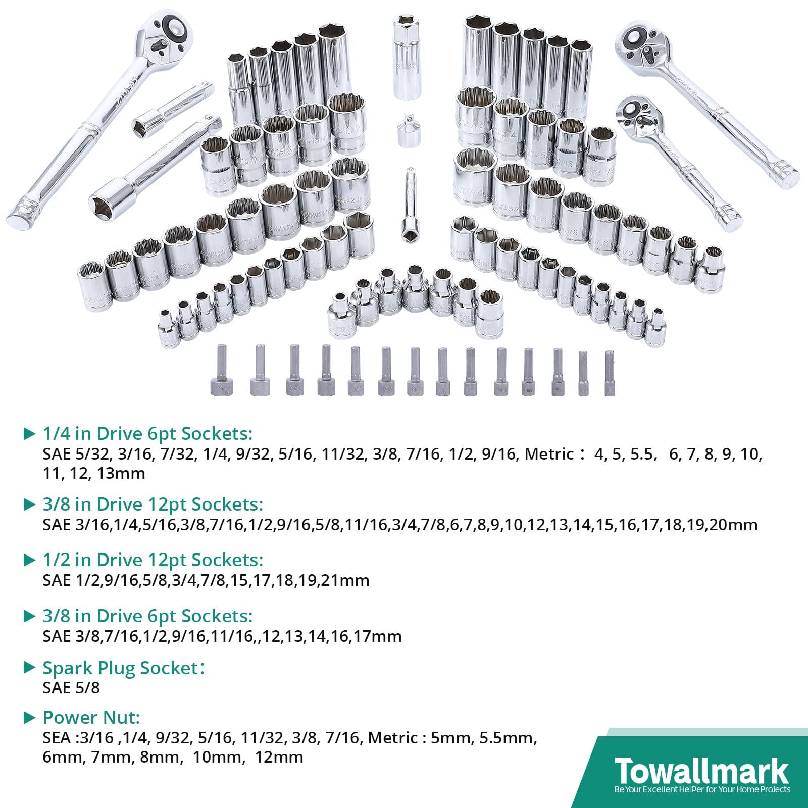 213-Pc Mechanic Tool Set, SAE/Metric for Auto & Home Repair