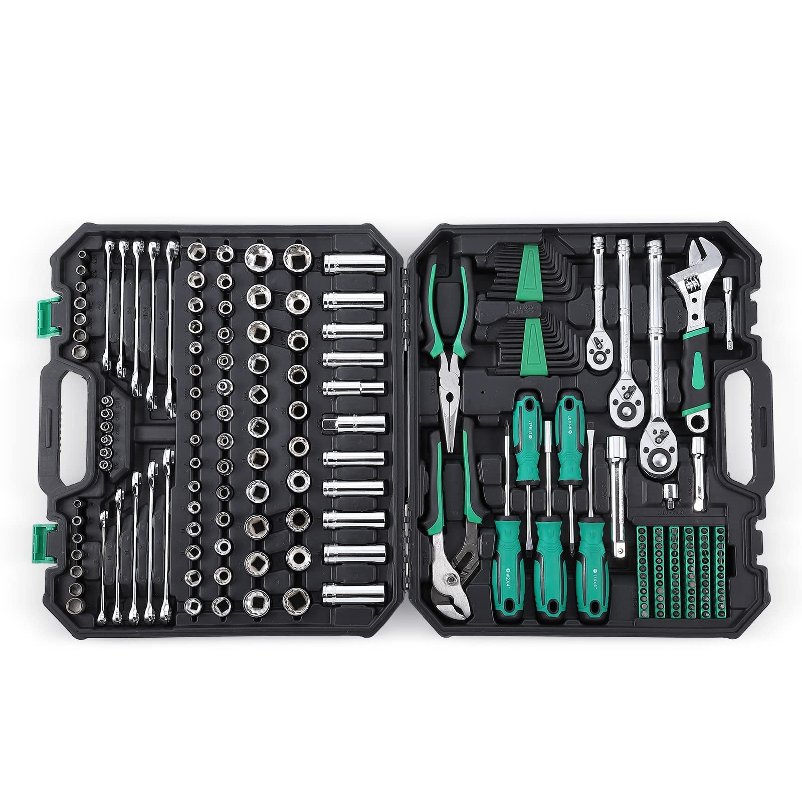213-Pc Mechanic Tool Set, SAE/Metric for Auto & Home Repair