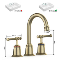 8" Widespread 3 Holes Bathroom Faucet, Brushed Gold with Drain - GARVEE